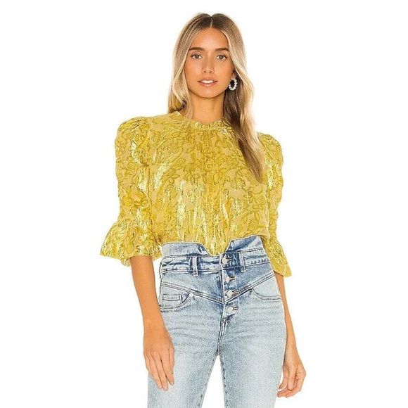 Saylor Vintage Metallic Gold Blouse - Picture 8 of 15